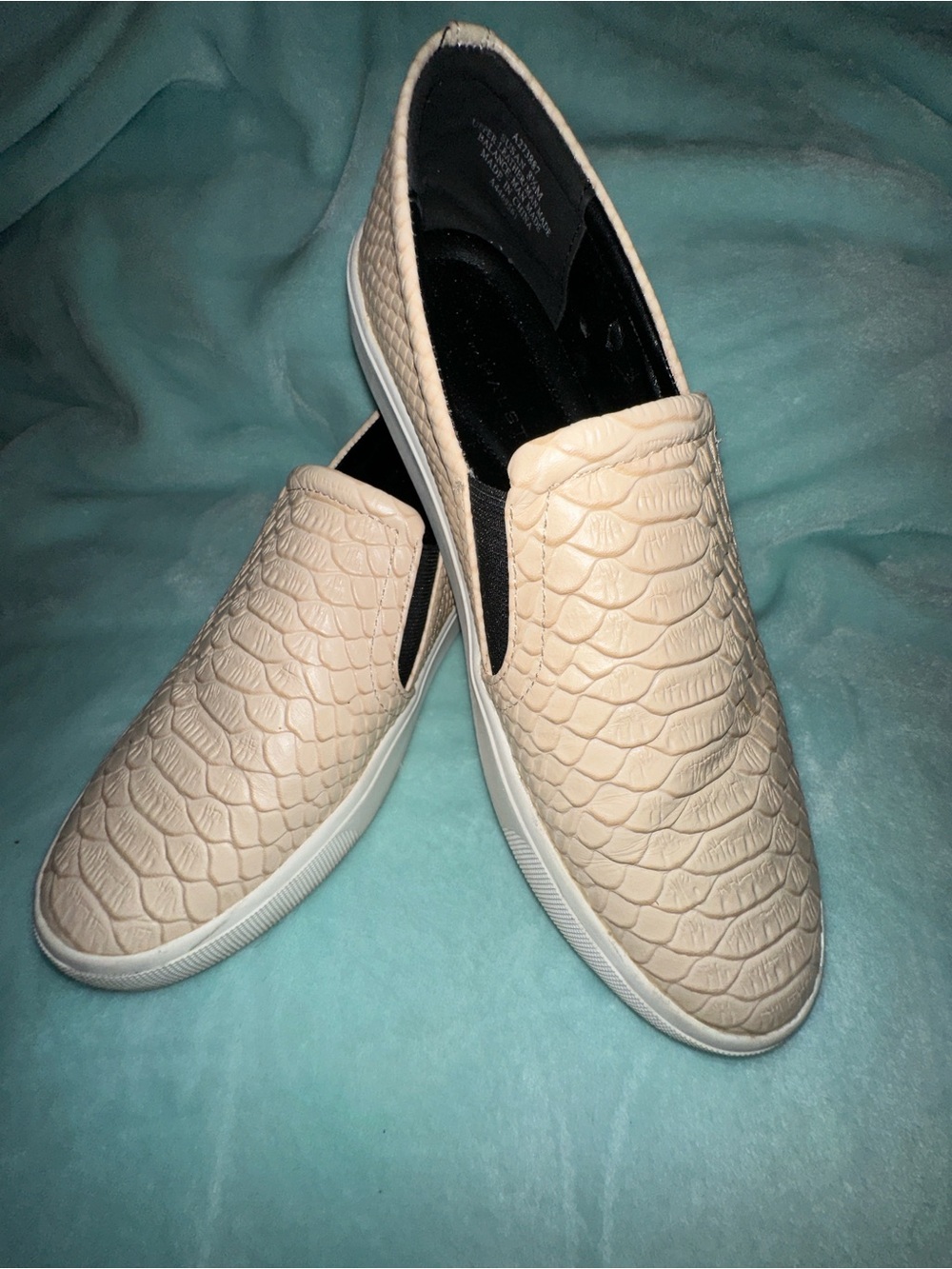 Halston Heritage Cream Slip-On Sneakers with Textured Upper